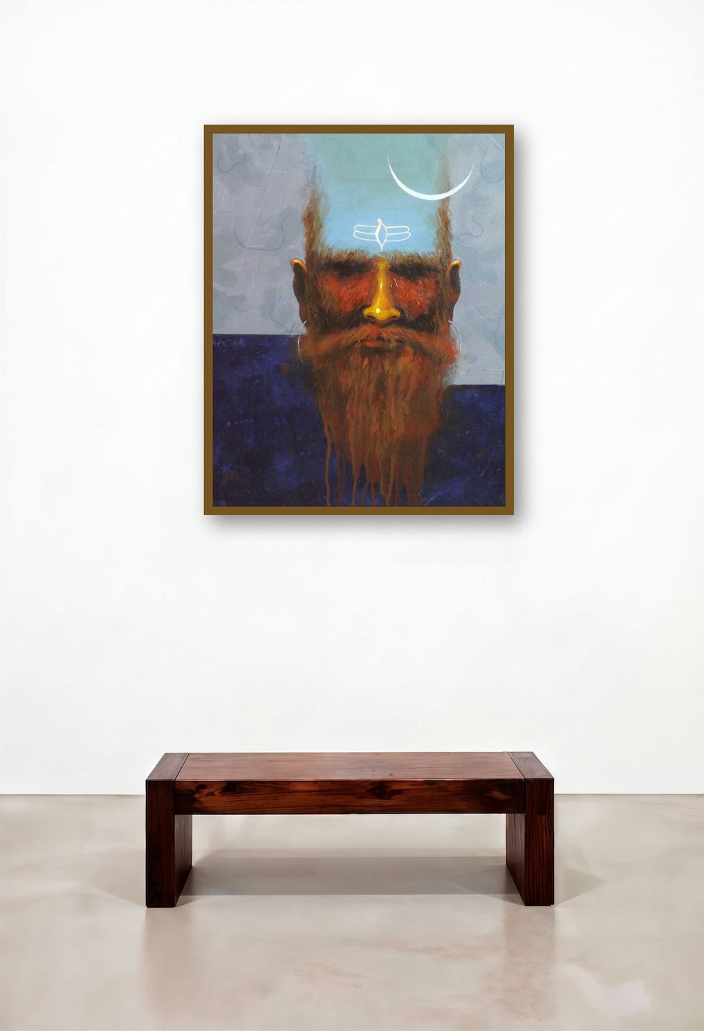 Mahadev (Inner Stillness) by artist Avishkar Vispute displayed in a Modern Reception Area