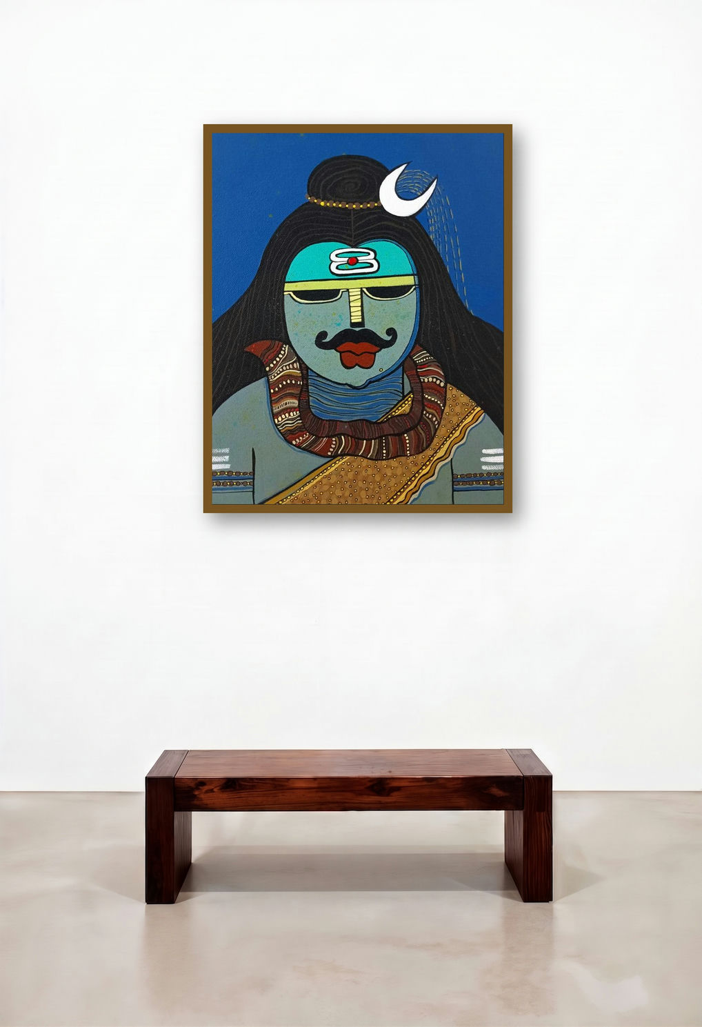 Mahadev (Shiva with Ganga) by artist Priyanka Chivte displayed in a Traditional Executive Office
