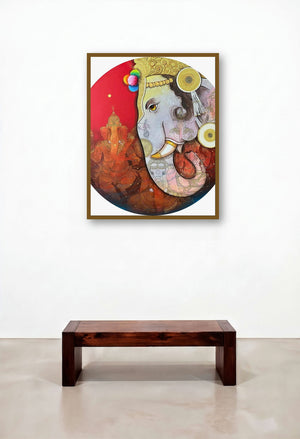 Mahaganapati (Gaze) by artist Sachin Kharat displayed in a Modern Home Office