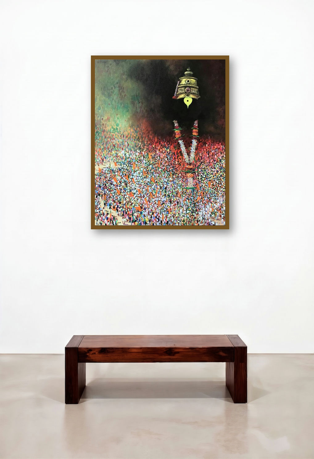 Mauli (Vithoba's Procession) by artist Amol Satre displayed in a Traditional Dining Room