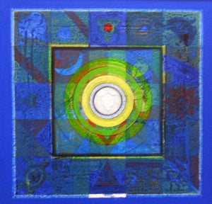 Abstract acrylic painting titled 'Meditation 8', 18x18 inches, by artist Nilesh Nikam on Canvas