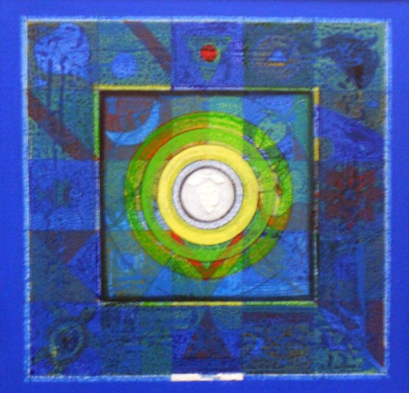 Abstract acrylic painting titled 'Meditation 8', 18x18 inches, by artist Nilesh Nikam on Canvas