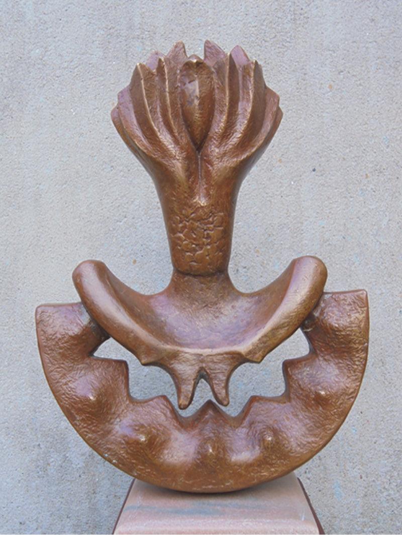 meditation sculpture titled 'Meditation', 12x9x3 inches, by artist Dilip Paul on Bronze