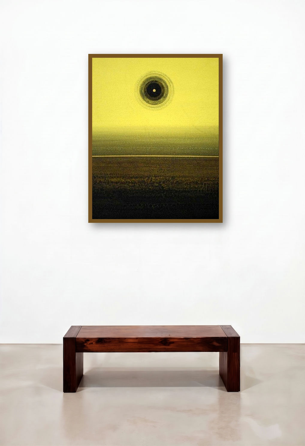 Meditation (Solstice Horizon) by artist Nilesh Nikam displayed in a Rustic Reception Area