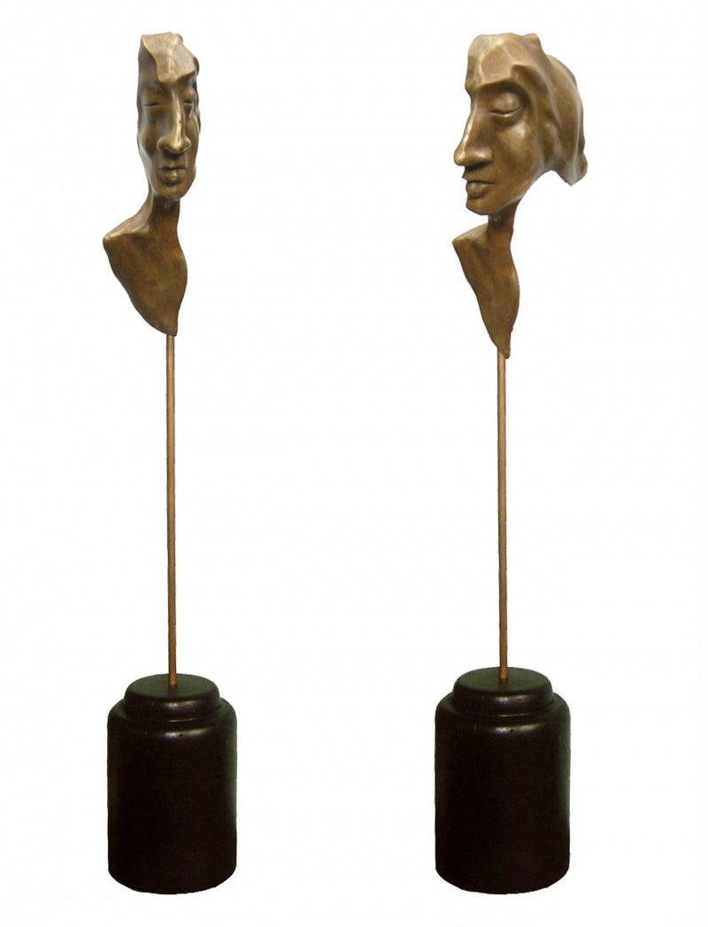 Figurative sculpture titled 'Meditation', 18x6x4 inches, by artist Sukanta Chowdhury on Bronze