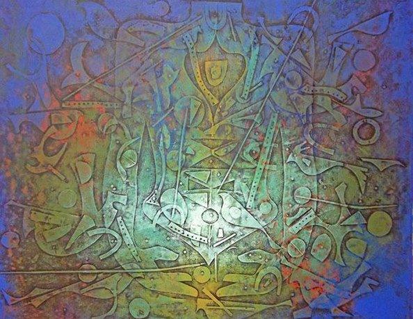 Figurative acrylic painting titled 'Meditation', 32x42 inches, by artist Ranjit Singh on Canvas