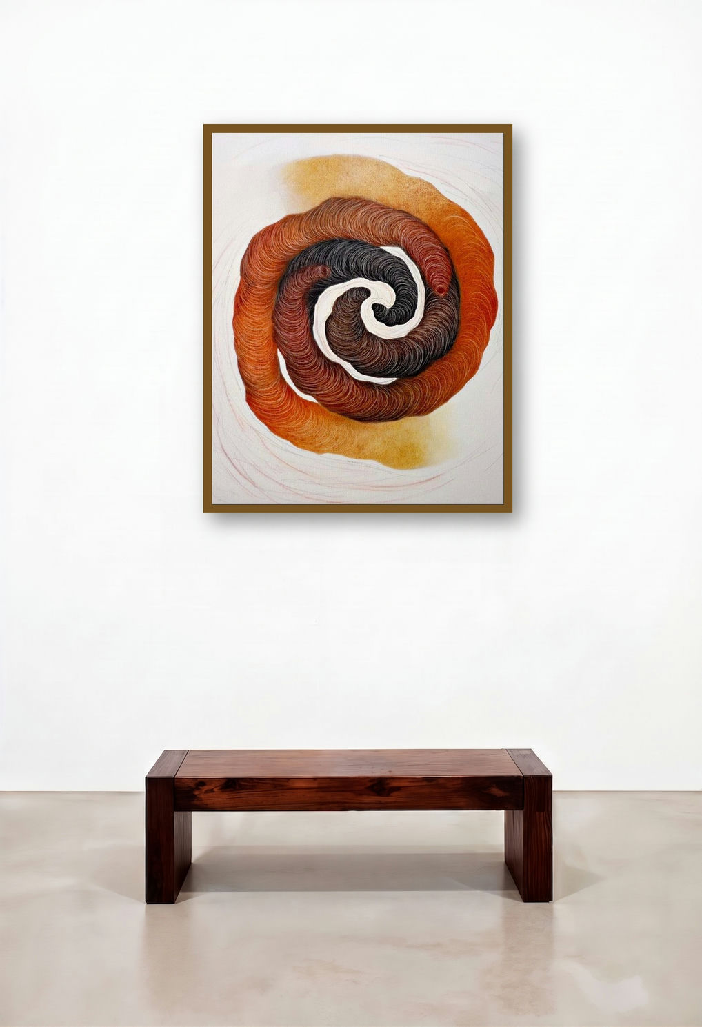 Meditation (Golden Spiral) by artist Seema Kadam displayed in a Urban Loft Hotel Suite