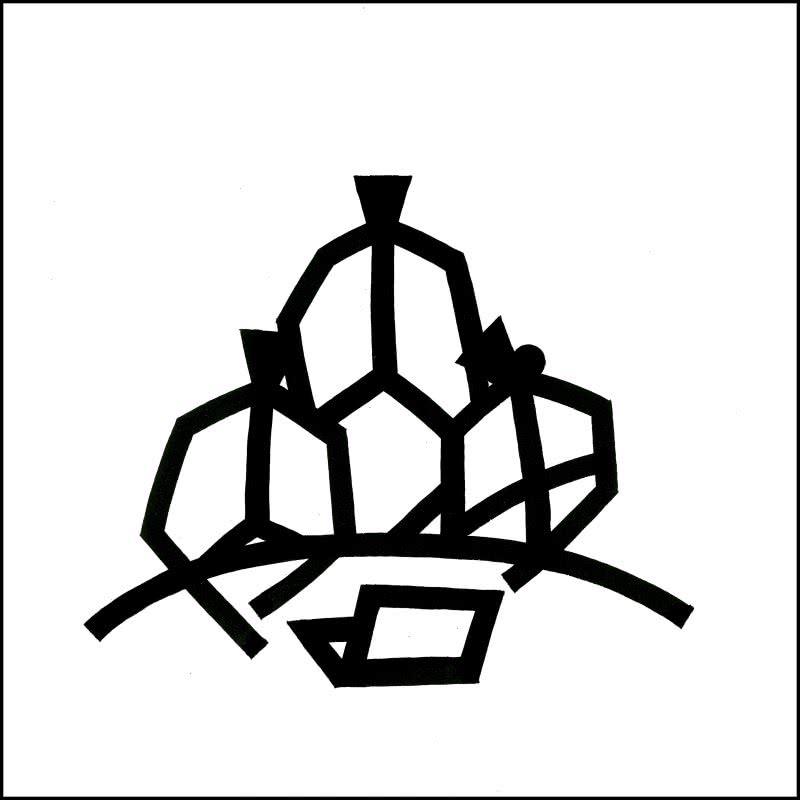 Figurative ink drawing titled 'Meeting', 12x12 inches, by artist Ashok Hinge on board