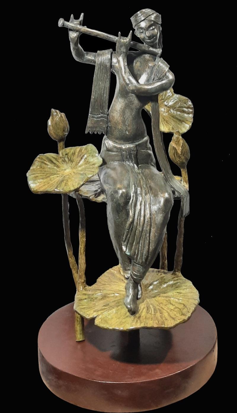 Religious sculpture titled 'Melody', 20x11x11 inches, by artist Subrata Paul on Bronze