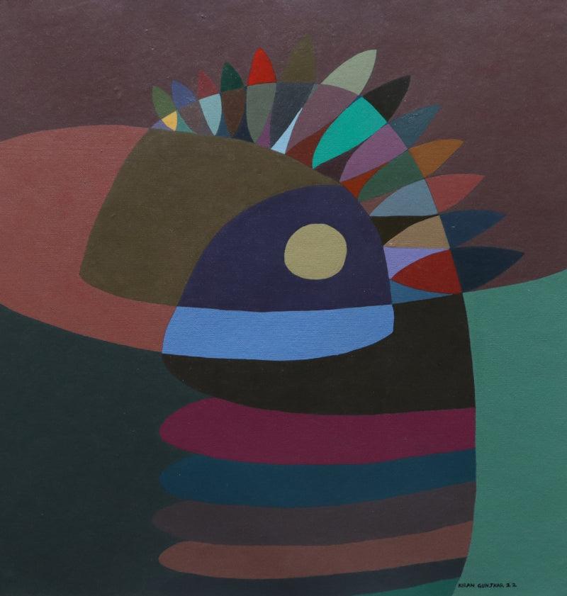 contemporary acrylic painting titled 'Merge', 23x22 inches, by artist Kiran Gunjkar on Paper