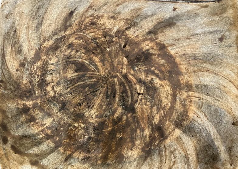 Abstract mixed media painting titled 'Metamorphosis 10', 5x8 inches, by artist Sangeeta Kodimyala on Paper