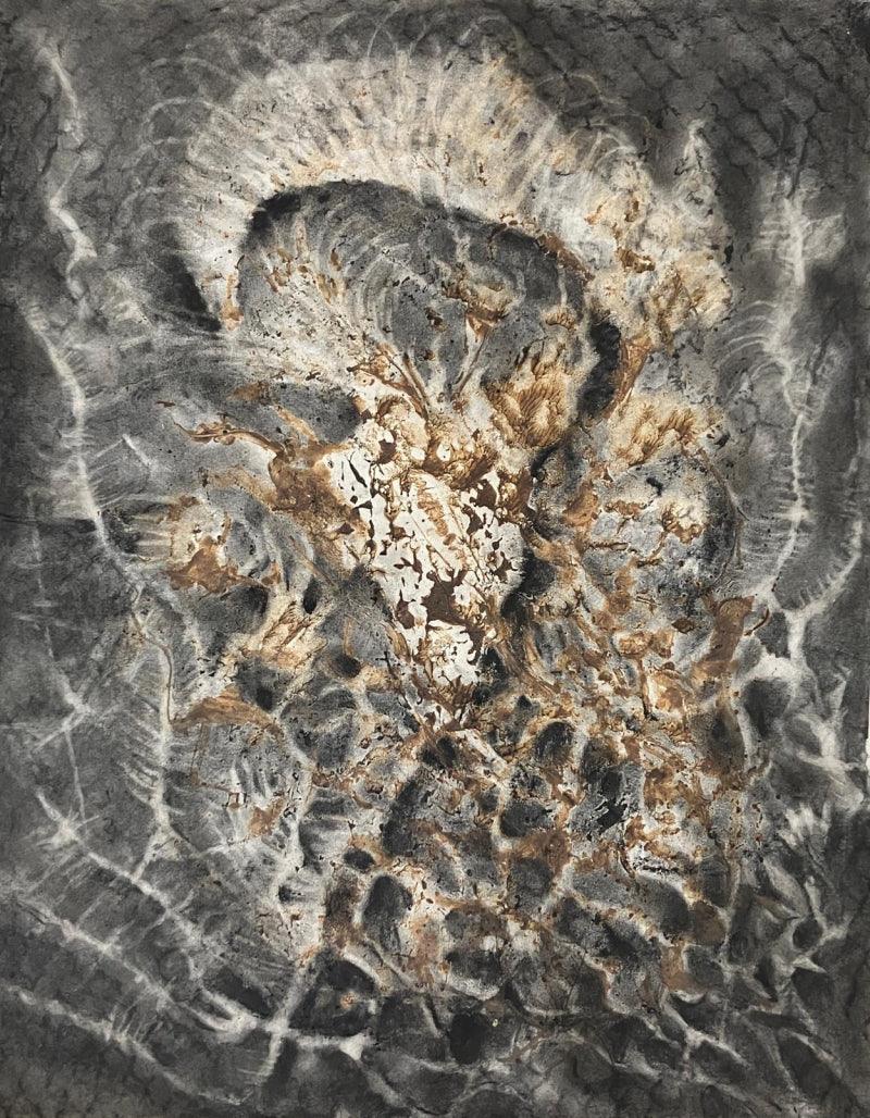 contemporary mixed media painting titled 'Metamorphosis 12', 17x13 inches, by artist Sangeeta Kodimyala on Paper