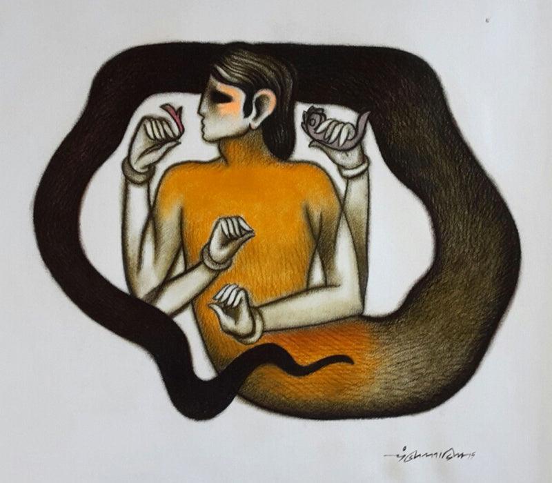Animals dry pastel drawing titled 'Mind Contorller', 24x26 inches, by artist Aditya Pandit on Paper