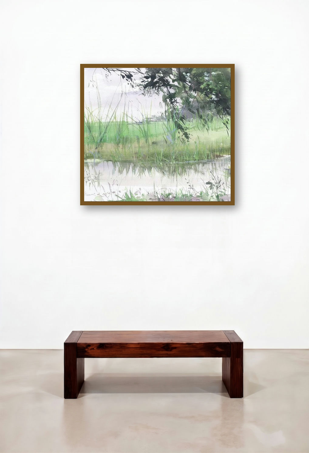 Mirror (Tranquil Reflections) by artist Dilip Dudhane displayed in a Boutique Hotel Style Lounge