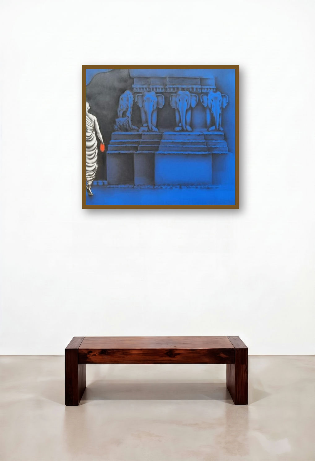 Monk (Monk and Elephants) by artist Yuvraj Patil displayed in a Designer Home Office