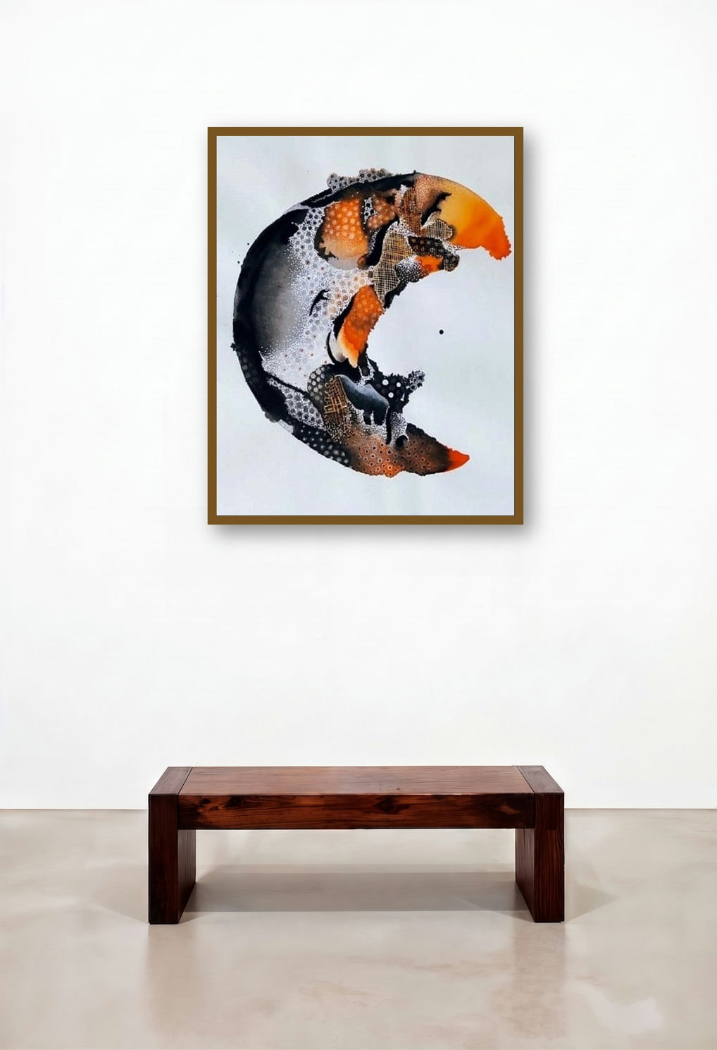 Moon (Crescent of Intuition) by artist Huma Khan displayed in a Transitional Bedroom