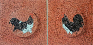 Morning 2 (Diptych) by Rama Krishna V, Original Acrylic Pen Animal Painting on Canvas Board, Medium Horizontal Wall Art