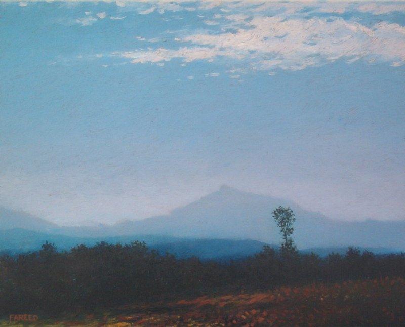 Landscape oil painting titled 'Morning', 20x16 inches, by artist Fareed Ahmed on Canvas Board