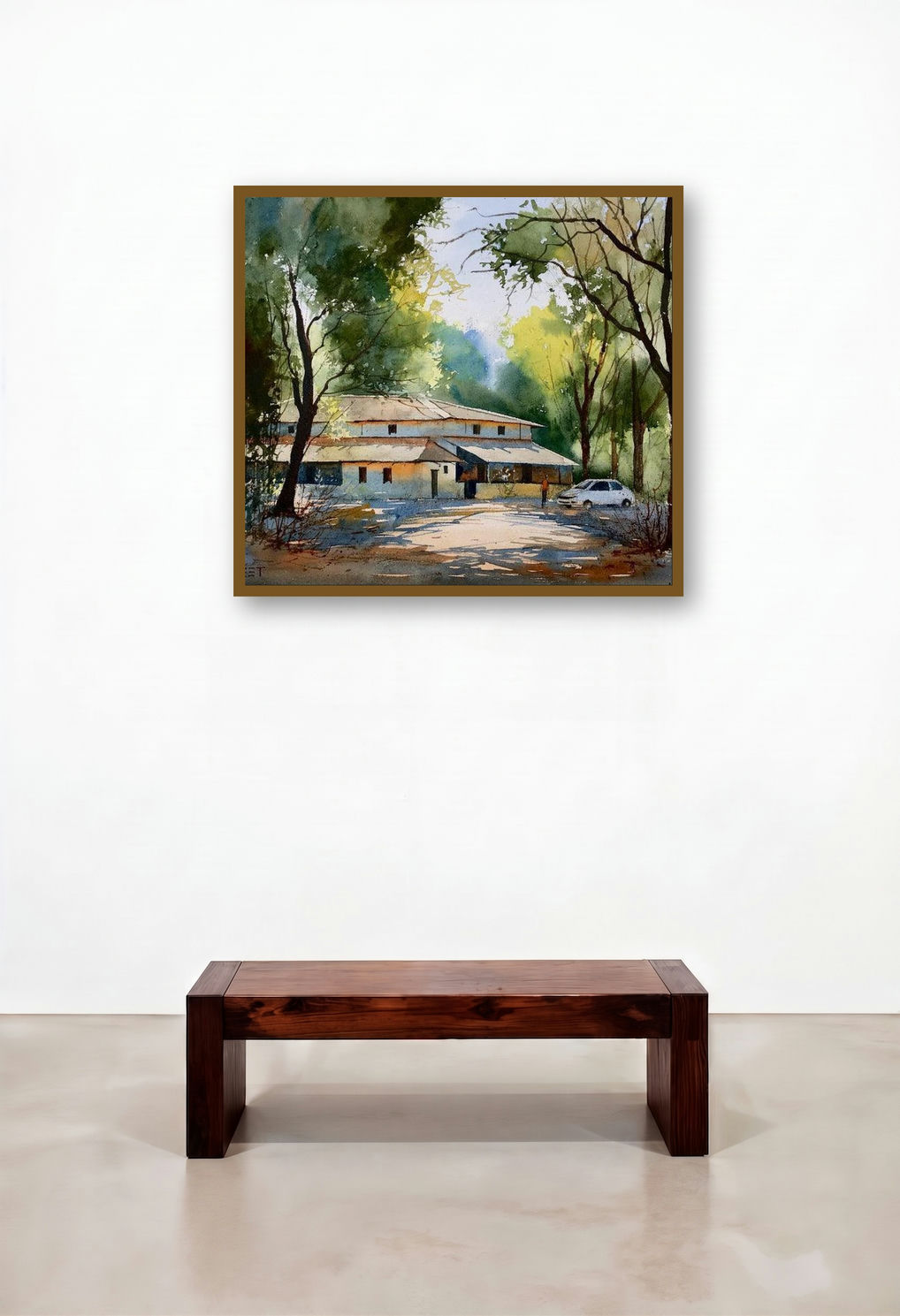 Morning Harmony (Peaceful Retreat) by artist Abhijeet Bahadure displayed in a Traditional Home Office