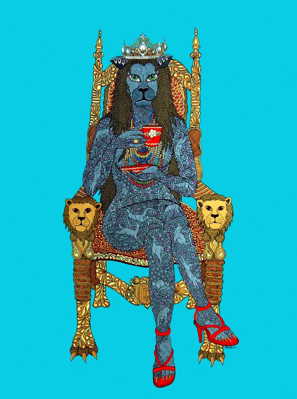 Fantasy acrylic painting titled 'Morning Tea', 48x36 inches, by artist Bandana Kumari on Canvas