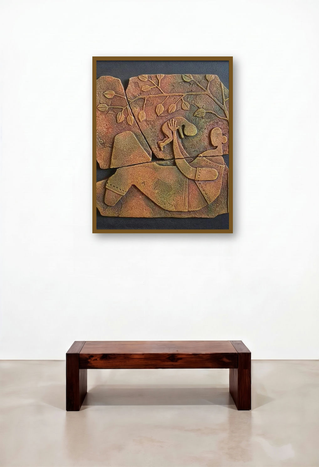 Mother And Child (Nurturing Love) by artist Shashikant Charbe displayed in a Coastal Hotel Lobby