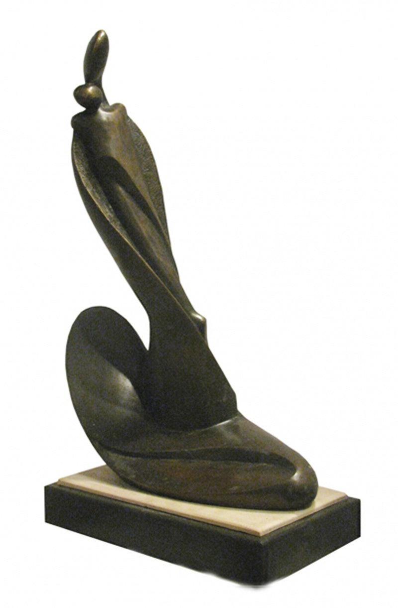 Figurative sculpture titled 'Mother And Child', 19x13x7 inches, by artist Subrata Paul on Bronze