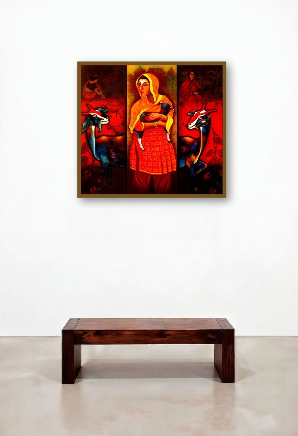 Mother (Pastoral Harmony**) by artist Nur Ali displayed in a Contemporary Reception Area