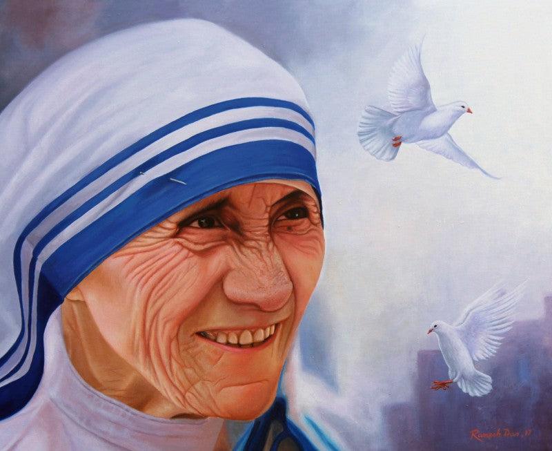 Figurative acrylic painting titled 'Mother', 24x30 inches, by artist Ramesh Das on Canvas