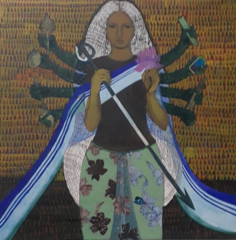 Religious acrylic painting titled 'Mother', 36x36 inches, by artist Harshada Kolapkar on Canvas