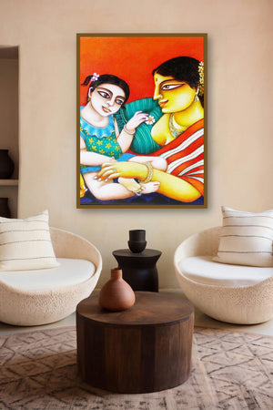 Mother And Child by artist Gautam Mukherjee displayed in a Luxury gallery