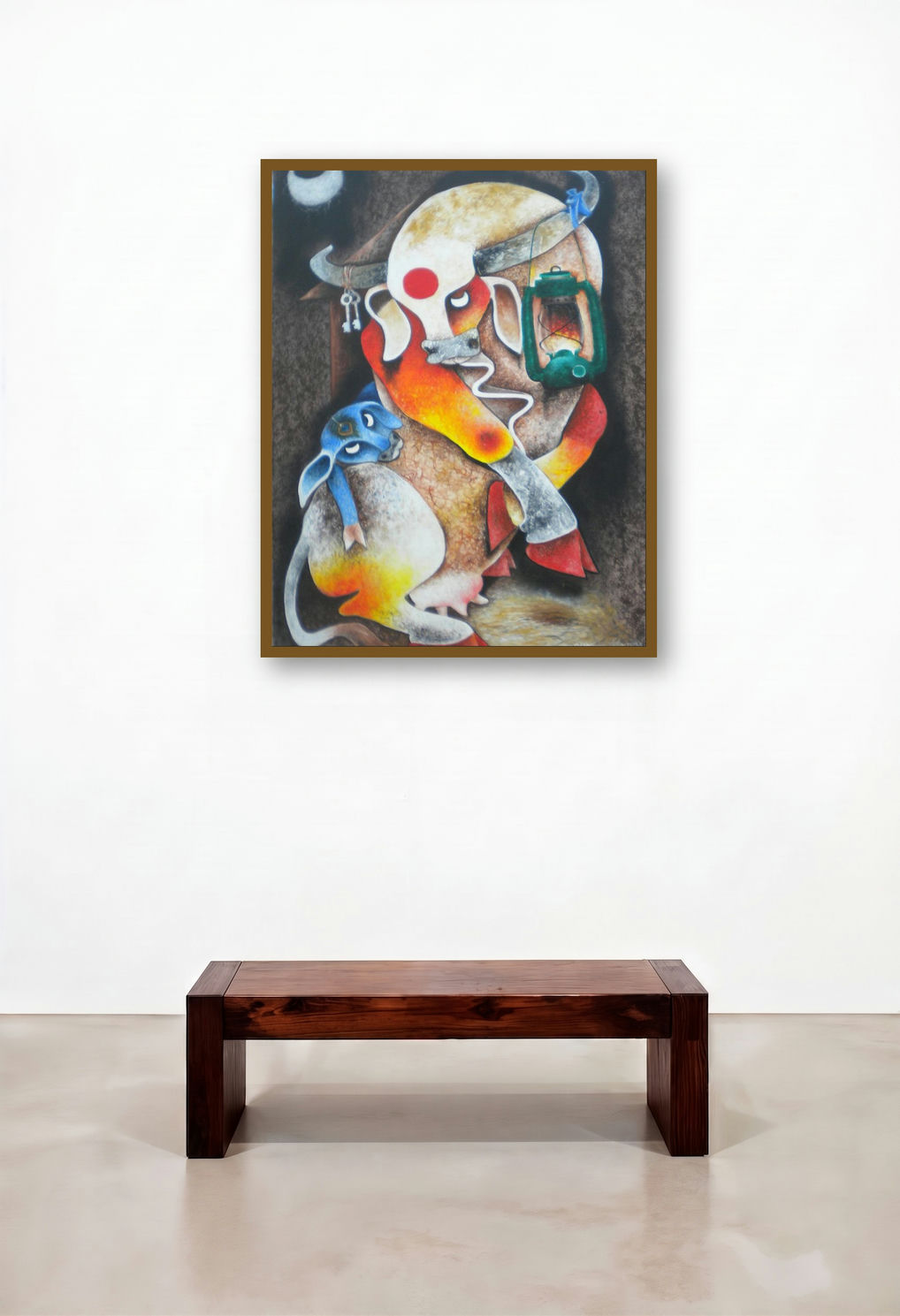 Mother And Child (Guardians of the Night) by artist Uttam Manna displayed in a Transitional Foyer
