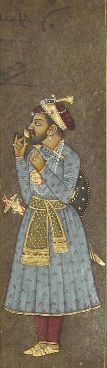 Figurative mughal traditional art titled 'Mughal King', 6x2 inches, by artist Unknown on Paper