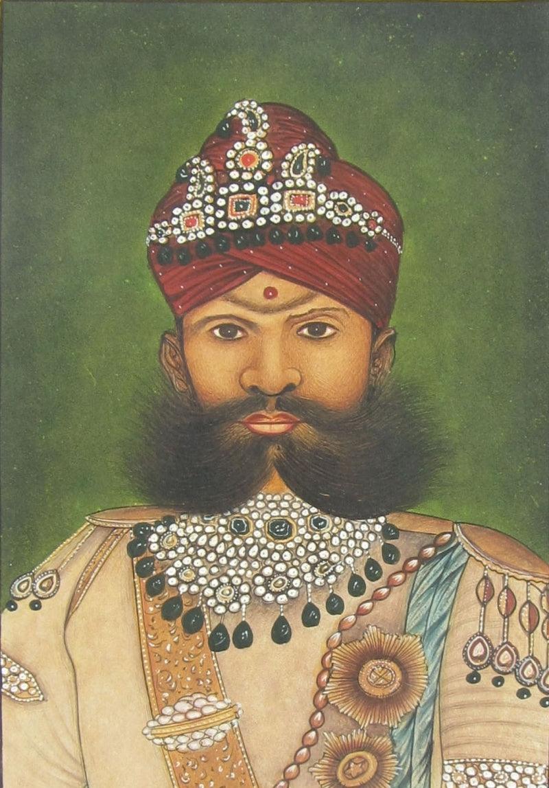 Figurative mughal traditional art titled 'Mughal King', 6x4 inches, by artist Unknown on Paper