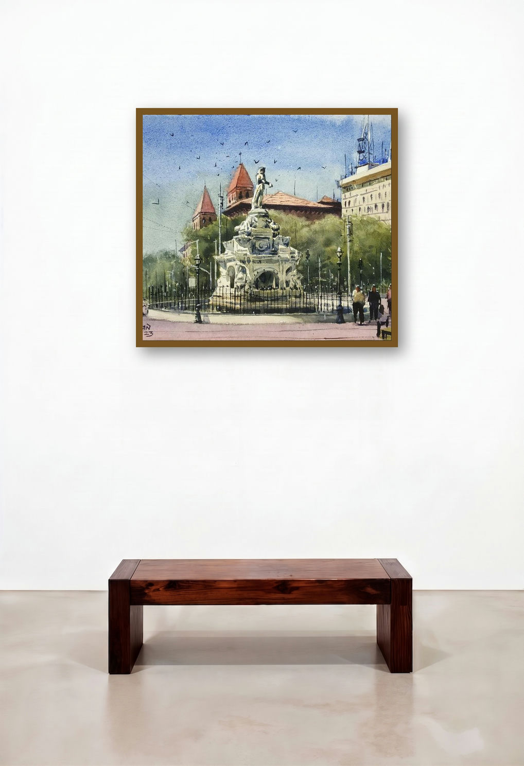 Mumbai Series 1 (Untitled) by artist Niketan Bhalerao displayed in a Contemporary Luxury Living Room