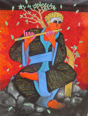 Religious acrylic painting titled 'Music', 22x30 inches, by artist Sososso on music