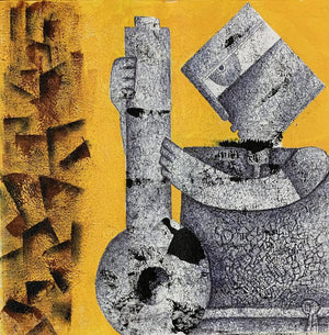 Figurative acrylic painting titled 'Music', 18x18 inches, by artist Amit Pithadia on Canvas