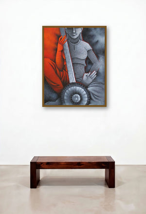Music I (Echoes of Harmony) by artist Satyajeet Shinde displayed in a Rustic Lounge