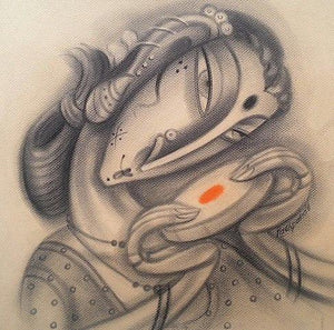 Musician I (A Touch of Warmth) by Ramesh Pachpande, Original Charcoal Figurative Painting on Paper, X-Small Square Wall Art