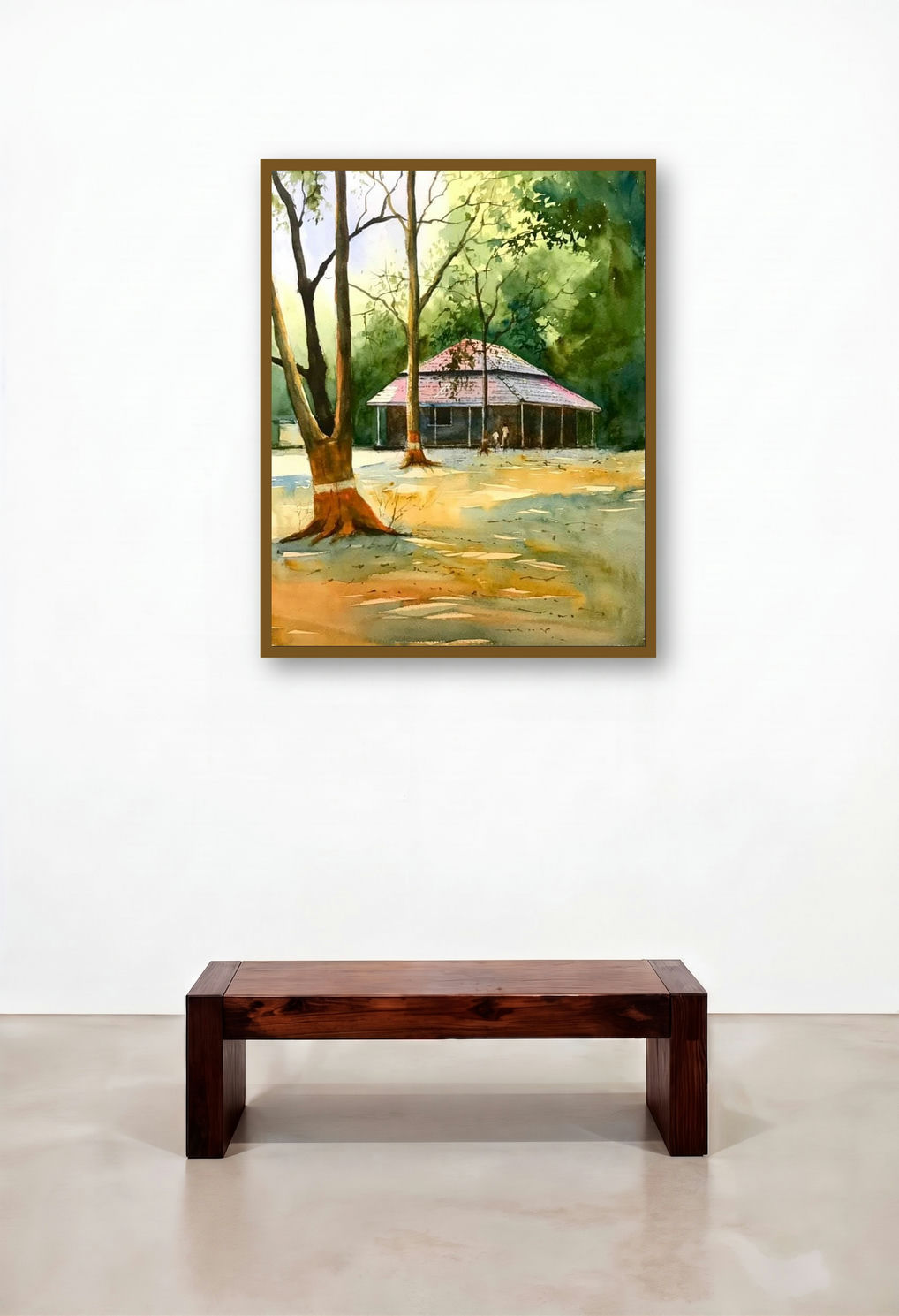 My Village (Peaceful Retreat**) by artist Abhijeet Bahadure displayed in a Industrial Foyer