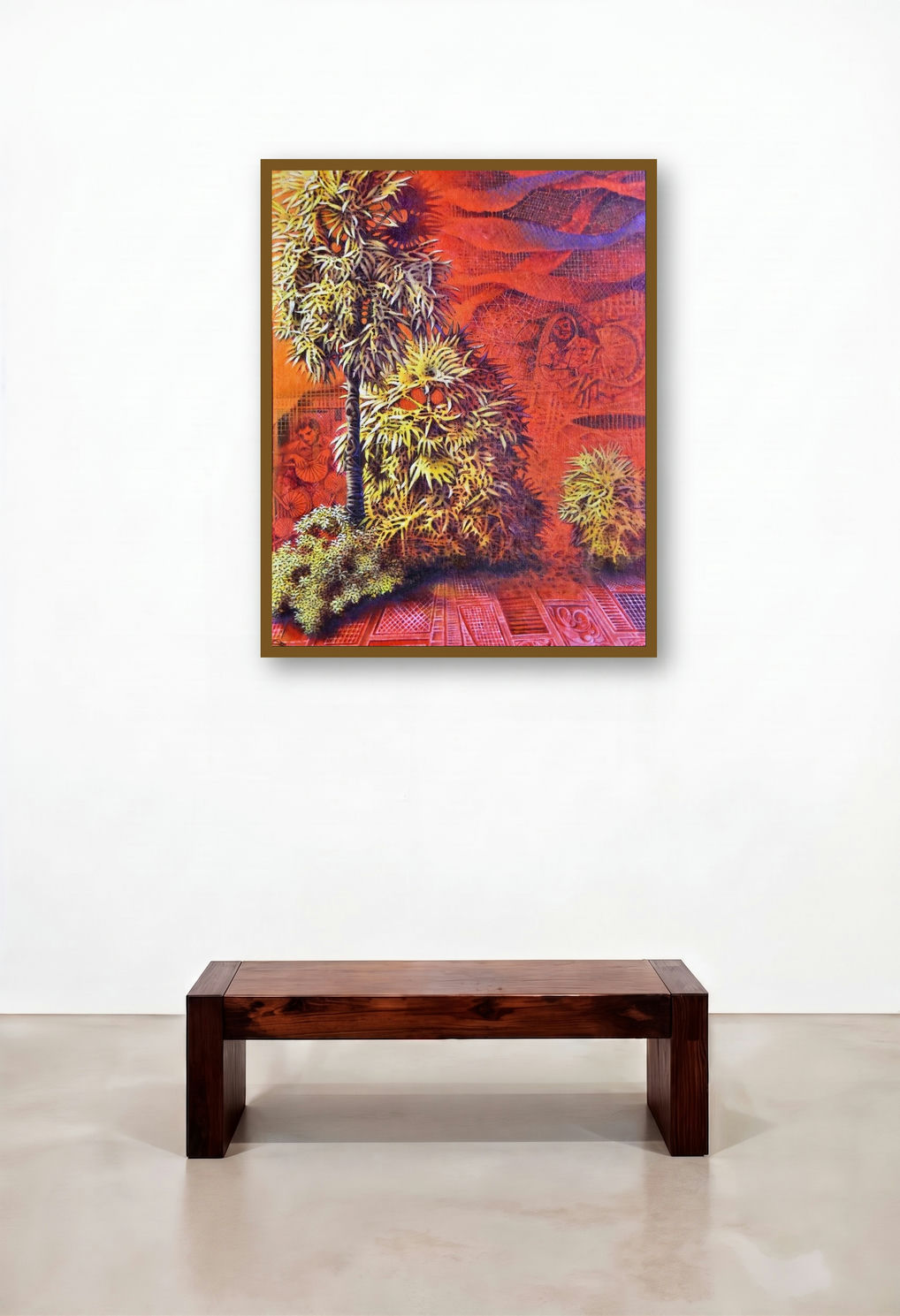 Mysterious Scape (The Whispering Grove) by artist Goutam Das displayed in a Art Deco Family Room