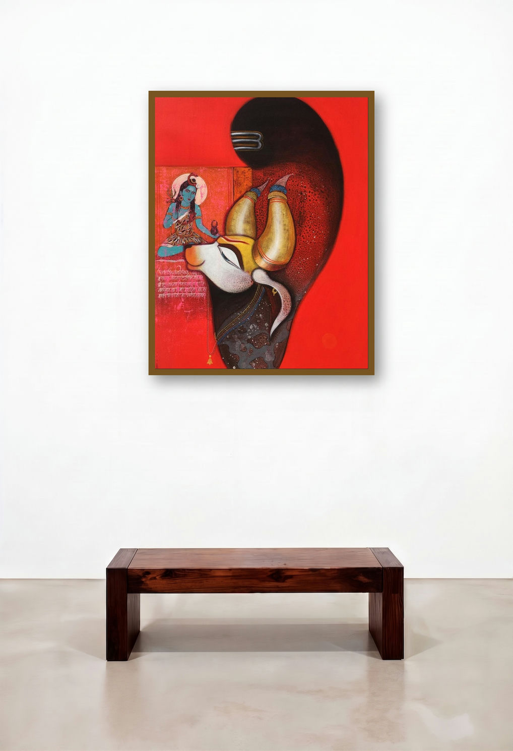 Nandi 2 (Nandi's Devotion) by artist Ashok Rathod displayed in a Classic Hallway