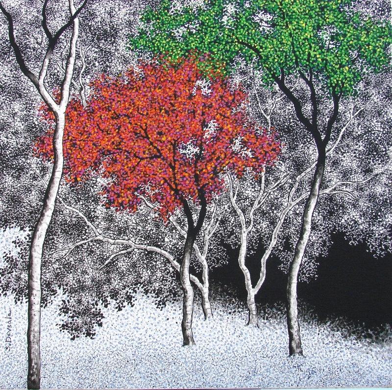 Nature acrylic painting titled 'Nature 1', 18x18 inches, by artist Sanjay Devsale on Canvas