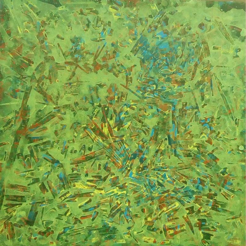 Abstract acrylic painting titled 'Nature 101', 24x24 inches, by artist Aditi Chakravarty on Canvas