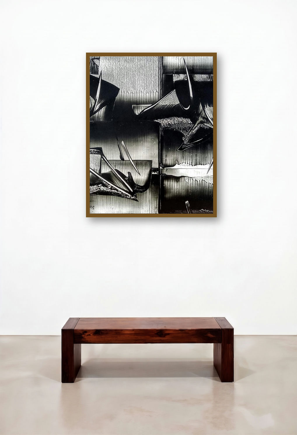 Nature 11 (Night Flight) by artist Ramesh Kher displayed in a Traditional Bedroom