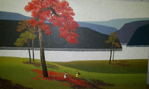 Landscape oil painting titled 'Nature 2', 24x36 inches, by artist Satish Mane on Canvas