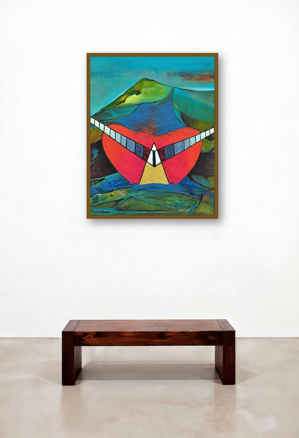Nature 2 (Mountain Heart) by artist Dhananjay Takalikar displayed in a Minimalist Hallway