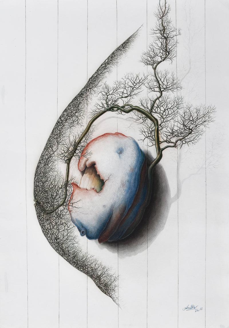 contemporary watercolor painting titled 'Nature 3', 28x21 inches, by artist Anil K Vishwa on Paper