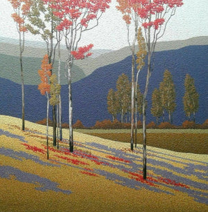 Landscape oil painting titled 'Nature 3', 36x36 inches, by artist Satish Mane on Canvas