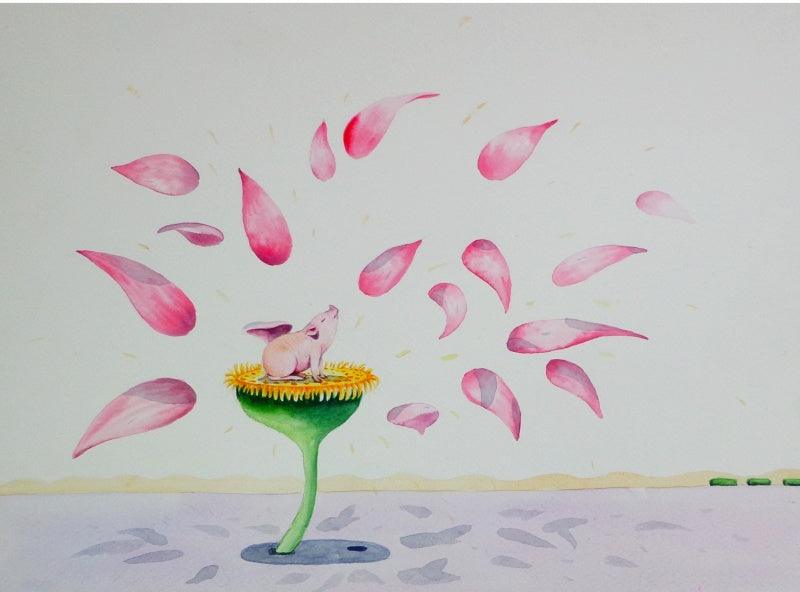 Animals watercolor painting titled 'Nature 8', 12x16 inches, by artist Sanjay Kumar on Paper