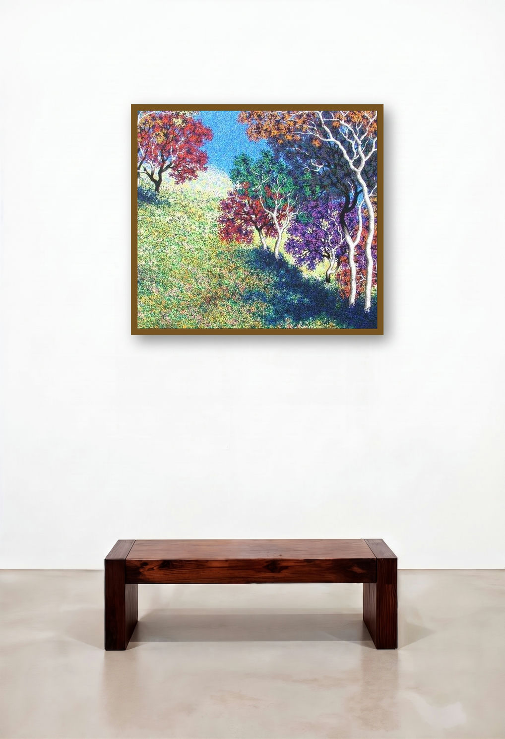 Nature 9 (Chromatic Hills) by artist Sanjay Devsale displayed in a Contemporary Hotel Lobby